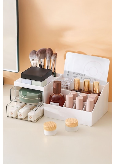 3 Katlı 2 Çekmeceli Ofis , Takı Makyaj Düzenleyici Organizer / Kozmetik Masüstü Düzenleme Kutusu