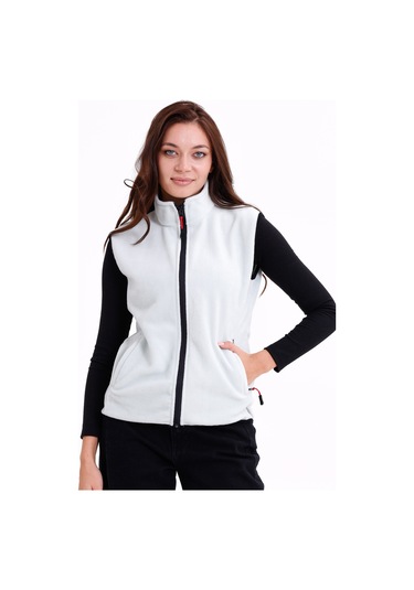 Monox Kadın Slim Fit Tam Fermuarlı Polar Yelek Yeşil