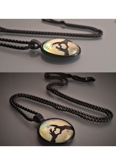 Sevgiliye Hediye Paslanmaz Metal Cam Sevgi Ve Aşk Kalp Kolye Siyah