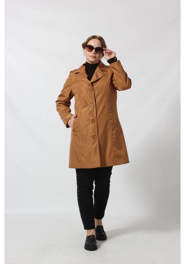 1670 Düğmeli Cep Detaylı Bondit Ceket Hardal