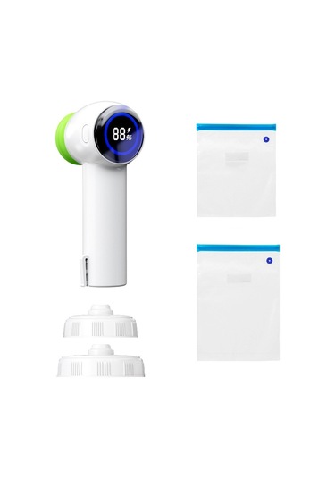 Sones Kz-90 Dijital Ekranlı Elde Taşınabilir Taze Tutma Torbası Şişe Vakum Makinesi, Özellikler: Kapaklı+kapaklı+2 Torbalı