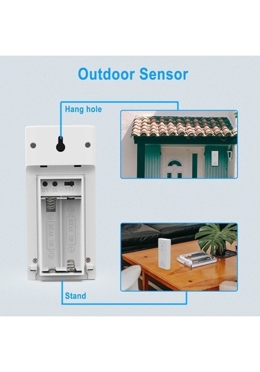 Pazly İç Ve Dış Sıcaklık/nem Ölçer, Renkli Geniş Ekran Termometre, Elektronik Çalar Saat
