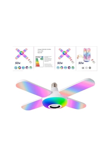 RGB Led Yapraklı Bluetooth Renkli Müzik Lambası Katlanır Ampül Ku