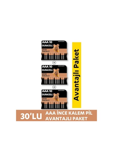 Duracell LR03/MN2400 AAA Blister İnce Kalem Pil 3 x 10'lu