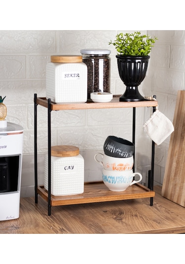 2katlı Dikdörtgen Metal Stantlı Mutfak Rafı Tezgah Üstü Organizer
