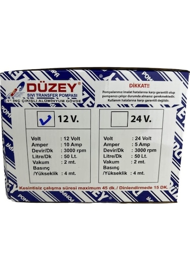 Düzey 12 Volt 1 Inc Alüminyum Gövde Sıvı Transfer Pompası