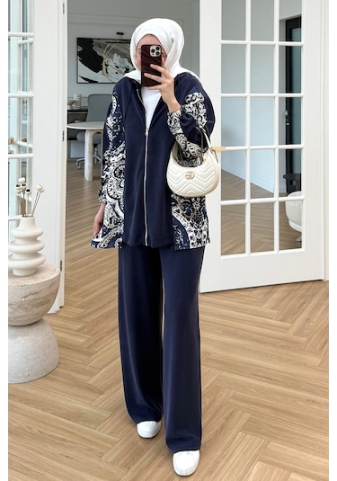 Desenli Oysho İkili Takım 1653 - Lacivert Lacivert