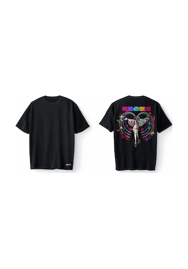 Bumeta Ultimate Idol Anime Music Oversize Unisex Tişört T-shirt Siyah