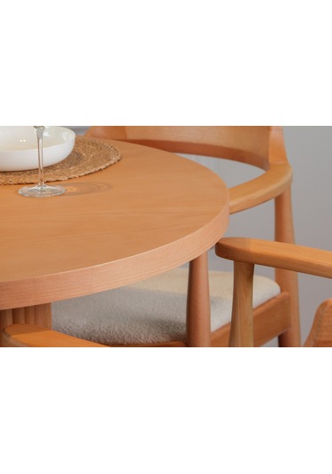 Sardes İskandinav Natural Ahşap Masa Sandalye Takımı 90x90 Natural