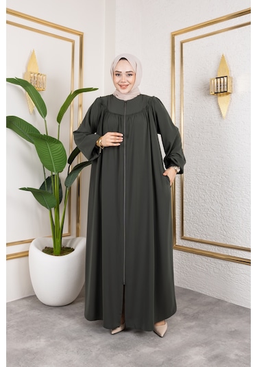 Ön Ve Arka Robalı Ferace - Haki / F0142 Haki