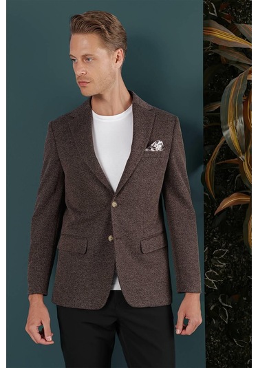 C 653 Slim Fit Kahve Spor Ceket Kahverengi