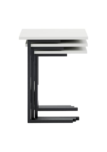 Zg3 Metal Zigon Sehpa 3'lü Beyaz