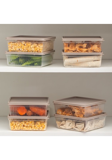 Porsima 5306 4 Lü Buzdolabı Ve Difriz Düzenleyici Saklama Kabı Seti - Bpa İçermez Kapicino, 1 Lt Cappuccino