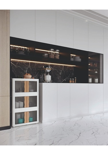 Hi-box Katlanabilir İstiflenebilir Çok Amaçlı Eşya Dolabı Saklama Kutusu Organizer Krem