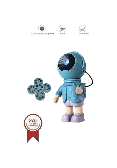 Torima Lw-37 Mavi Astronot Projektör Gece Lambası