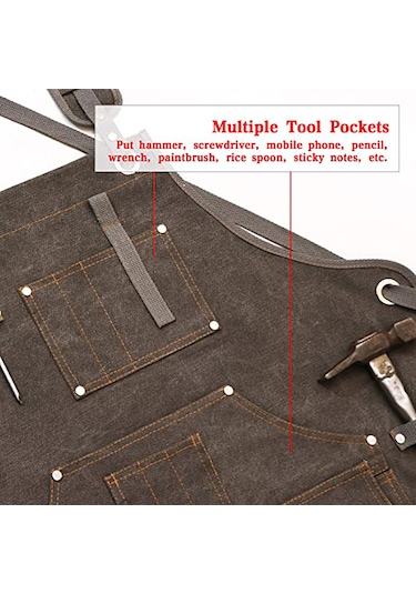 Kalınlaştırılmış Kanvas Alet Önlüğü-mavi