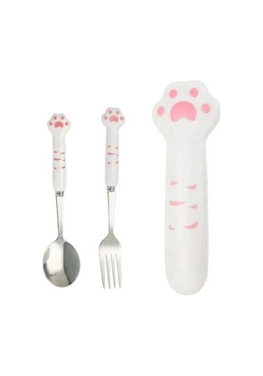 Fortunelane Stainless Steel Çelik Konforlu Kaşık-çatal Seti, Taşınabilir Kılıf İle, Isıya Dayanıklı, Yetişkin Ve Çocuklar İçin, Pembe