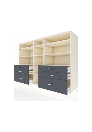 Kronos Dolap 10 Raflı 6 Çekmeceli 220x59x163 Aytaşı-aytaşı/antra Aytaşı-aytaşı/antrasit