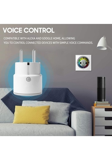 Ulzyvf Akıllı Wi-fi Fişi, Uzaktan Kumanda, Ses Kontrol, Zamanlayıcı, 10a 2000w Beyaz Duvara Monte Priz