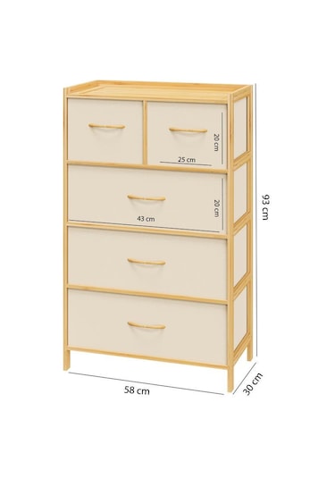 Digithome Bambu 5 Çekmeceli Dolap Organizer Çok Amaçlı Düzenleyici Şifonyer Db-0013