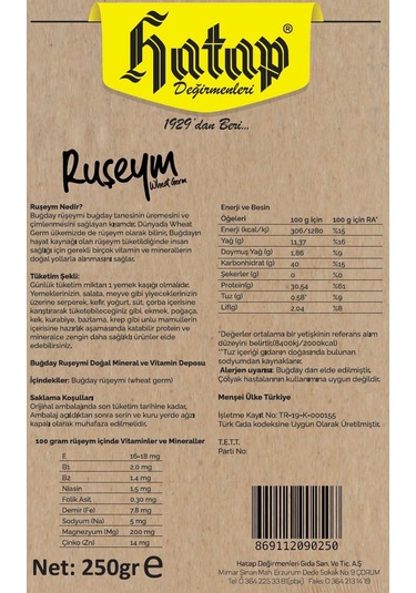 Hatap Ruşeym 250 G