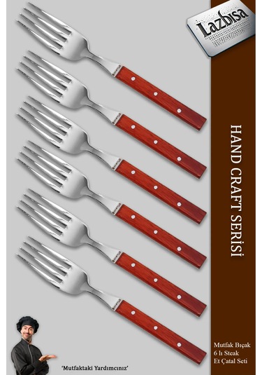Hand Craft Serisi 6 Parça Steak Et Kahvaltı Yemek Çatalı Mft-2547 Diğer