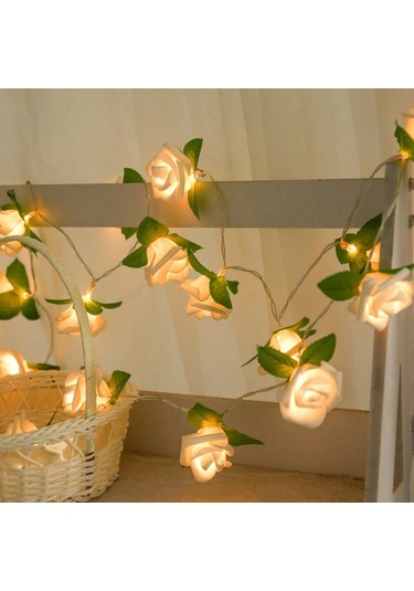 Sones Gül Çiçek Pille Çalışan Peri Işıkları Düğün Ev Doğum Günü Partisi Çelenk Dekoru Dize Lamba Sıcak Beyaz Diğer