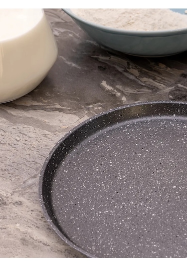 Agness Crepe Tavası "black Marble" 22 Cm Yapışmaz 321030748 Gri