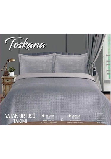 Nivemeshome Yatak Ötüsü Çift Kişilik 240x260 Gri Toskana Gri