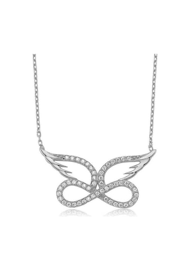 Kanatlı Sonsuzluk Gümüş Kolye Hediye Kolye Ykl33