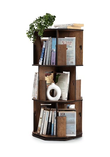 Dk30-vigowood Döner Kitaplık - 3 Kat / Ceviz Ceviz