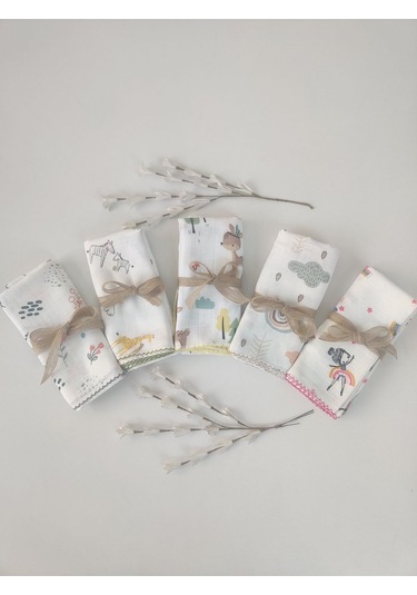 Desenli Müslin Kız Erkek Bebek Battaniyesi Oeko-texli %100 Pamuklu Puset Örtüsü Yenidoğan 90x80cm Pembe