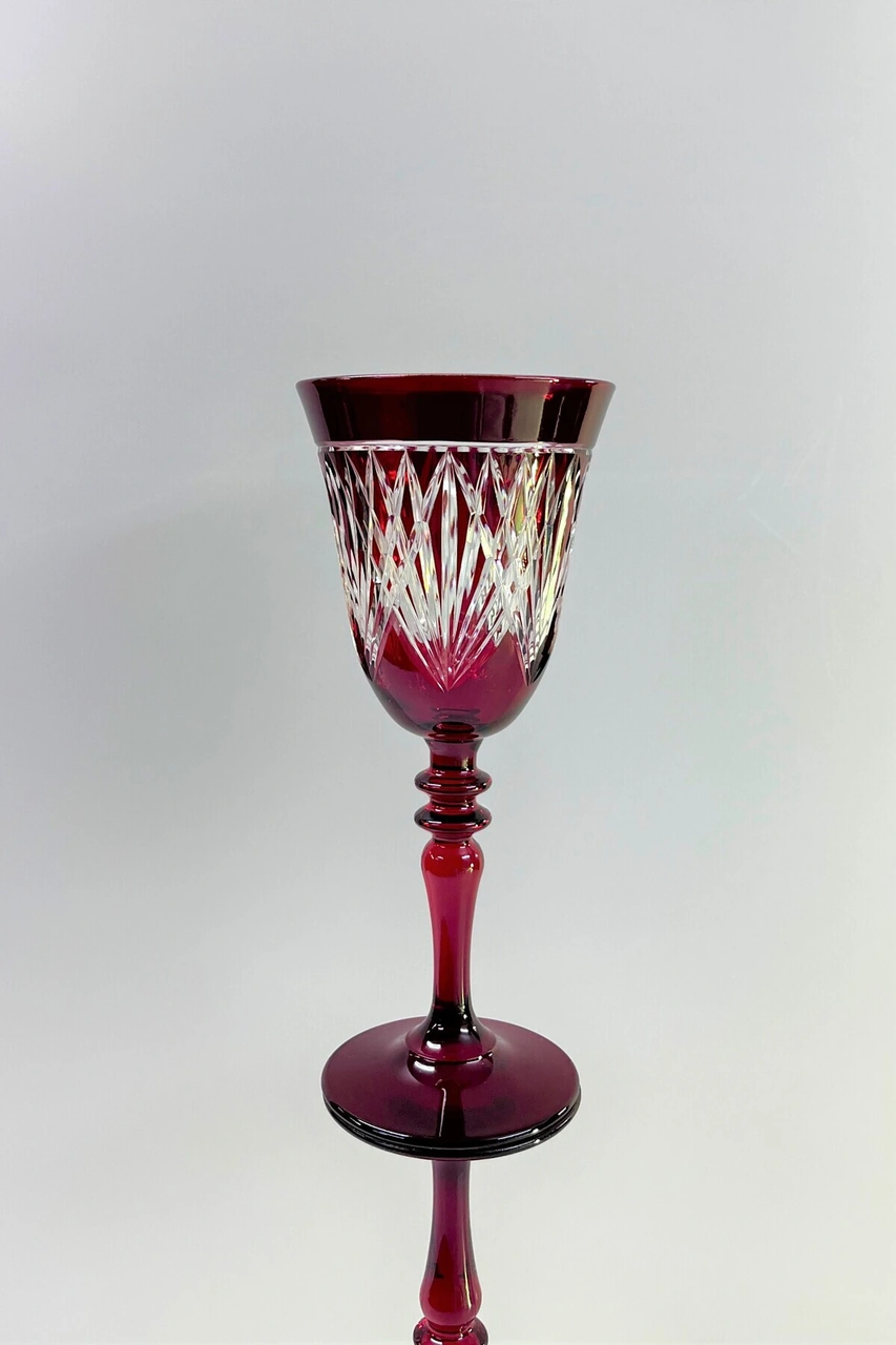 Bella % 100 El Yapımı Dekorlu Cam Kadeh Bardak Paşabahçe Kırmızı