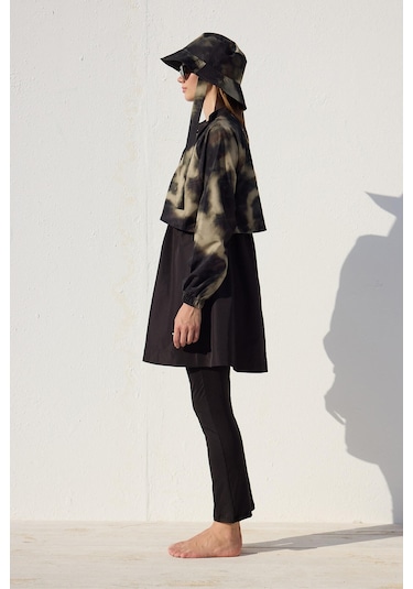 Rüzgarlıklı 3'lü Tesettür Mayo Takımı Flu Batik Flu Batik