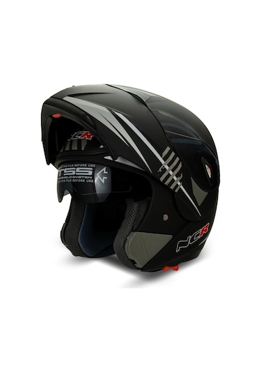 Ncr Çene Açılır Monster Siyah Vizörlü Motosiklet Kaskı Siyah - Beyaz