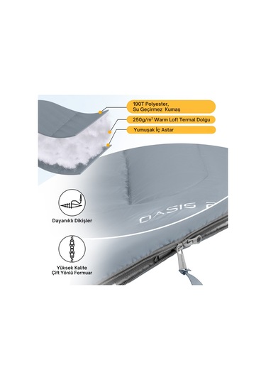 Kingcamp Oasis 250 Ultralight Uyku Tulumu M.grey Sol F. Gri