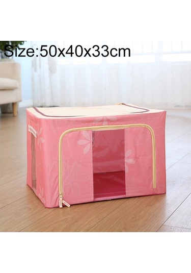 Sones Katlanabilir Saklama Kutusu Fermuarlı Dokumasız Kumaş Nem Geçirmez Giysi Saklama Kutusu, Boyut: 66l 50x40x33cm Pembe Ayçiçeği Pembe
