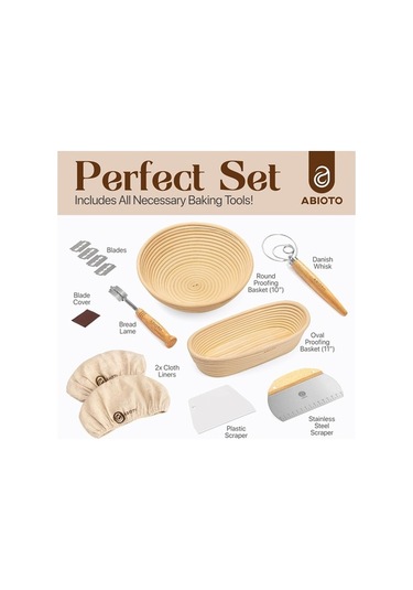 Maoyaya 10 Yuvarlak + 11 Oval Banneton Ekmek Sepeti, Maya Kiti, Ekmek Topal, Kazıyıcı, Keten Astar - Altın Altın