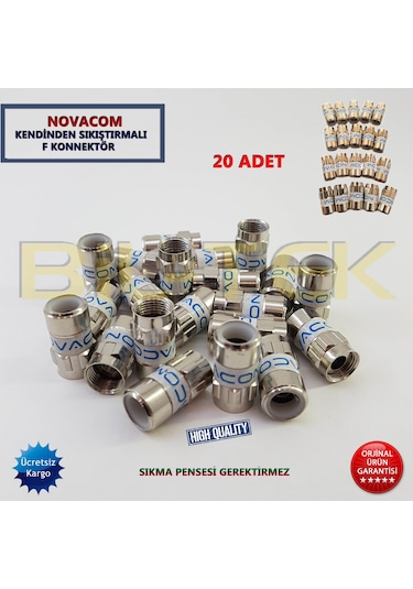 Novacom Rg6 Kendinden Sıkmalı F Konnektor - 20 Adet