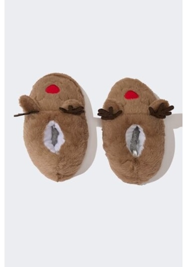 Defacto Kız Çocuk Kalın Taban Ev Terliği D3449a824wnbn461 Kahve Kahverengi