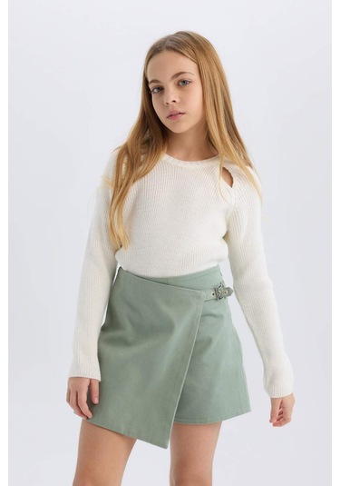 DeFacto Kız Çocuk Gabardin Şort Etek D9302A825SPGN1107 Yeşil