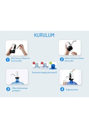 Usb İle Şarj Edilebilir Elektrikli Otomatik Damacana Su Pompası