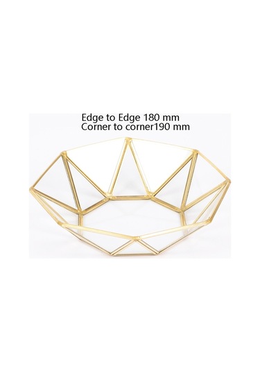 Sones Cam Depolama Tepsisi Altın Retro Poligon Aynalı Tepsi Pirinç Masaüstü Kozmetik Depolama Tepsisi Sekizgen Tabak