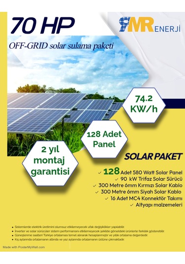 70 Hp- 74.2 Kw Off-grid Solar Sulama Paketi