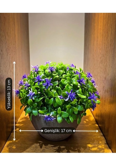 Safir Moru Detaylı Modern Yapay Bitki Tasarımı 13 Cm X 17 Cm Mor