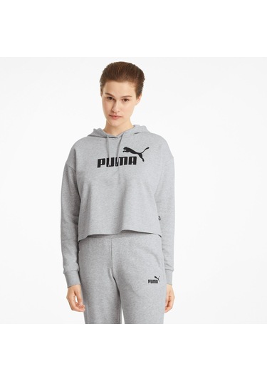 Puma Cropped Logo Tr Kadın Gri Kapüşonlu Sweatshirt Gri