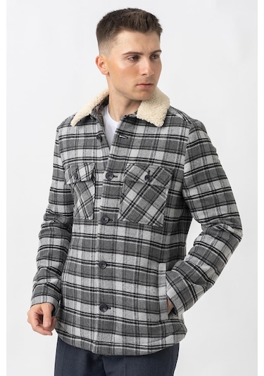 White Stone Aarau 58137 Slim Fit Kürklü Kaban - Antrasit