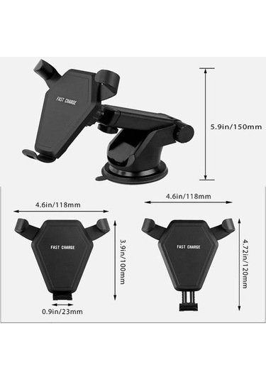 Wisdomselect N5-3 Otomatik Sıkma Araç Bluetooth Kulaklıklı Telefon Tutucu Kablosuz Şarj-siyah Vantuzlu Siyah Yok Ixqehl