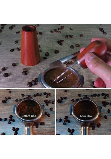 Metabagua Espresso Kahve Karıştırıcı, Barista Dağıtım Aracı, 4 Iğneli B Ghgı61 Kahverengi