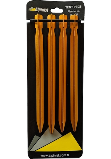 Alpinist Alüminyum 6061 Çadır Kazığı 18 CM Turuncu 4'lü Turuncu